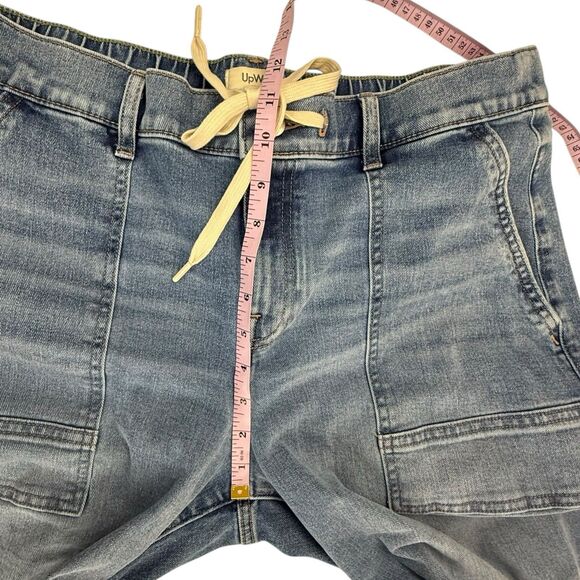 UpWest Relaxed Leg Boho Jeans Size Large Drawstring Released Hem Elastic Back - Picture 11 of 13